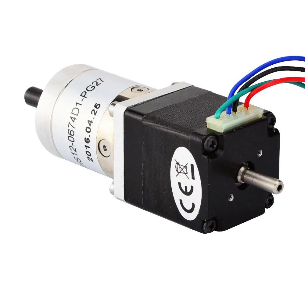 STEPPERONLINE Nema 11 Geared Stepper Motor with 27:1 Planetary Gearbox Dual Shaft 0.67A 4-lead for DIY Robot