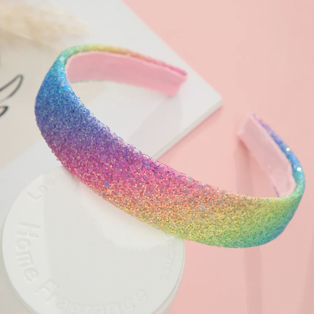 Glitter Headbands for Girls Princess Sparkly Wide Headband Kids Cute Alice Head Band for Children Thick Sparkle Bling Child Hair image 5
