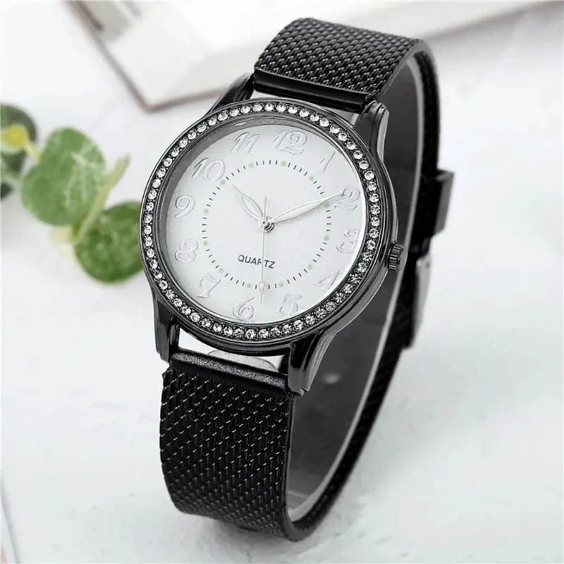 Fashion Business Luminous Watch for Women Light Luxury Mesh Band Rhinestone Quartz Wirstwatch Sk Часы Женские San Martin Store