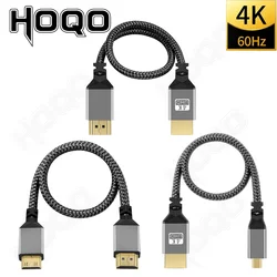 Micro Mini para Extensão HDMI Cabo Masculino, Trança de Nylon, HD 4K, 60Hz, V1.4, TPU, 1080P, compatível com Tablet, PC, TV, Câmera, HDTV