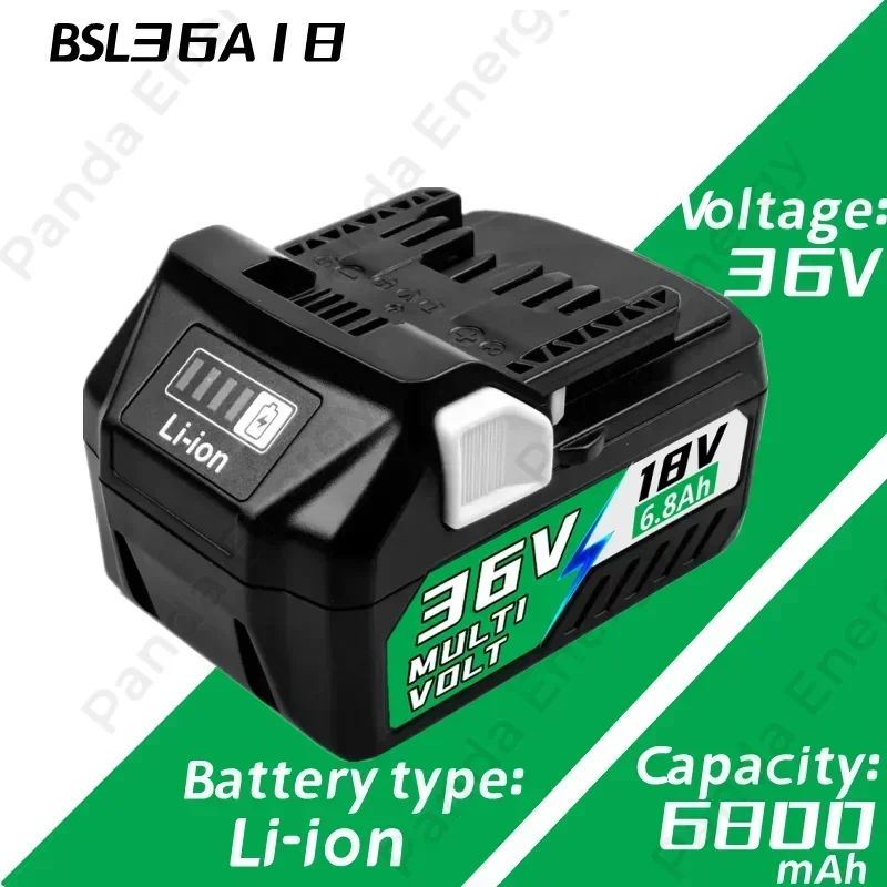18V 6.8Ah Li-ion Battery Rechargeable for Hitachi HiKOKI BSL1850 BSL1860BSL1840 DS18DSL C18DSL Multi-Compatible Tool Replacement
