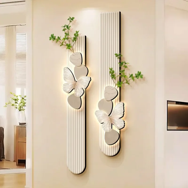 French cream wind butterfly entrance decorative painting wall lamp corridor aisle end hanging painting entry door living room