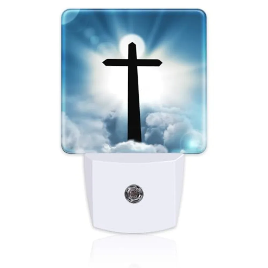 Cross and Blue Sky Night Light for,Sun Cloud Heaven Night Light Plug in with Dusk to Dawn Sensor, 0.5w Energy Saving Sleep Frie