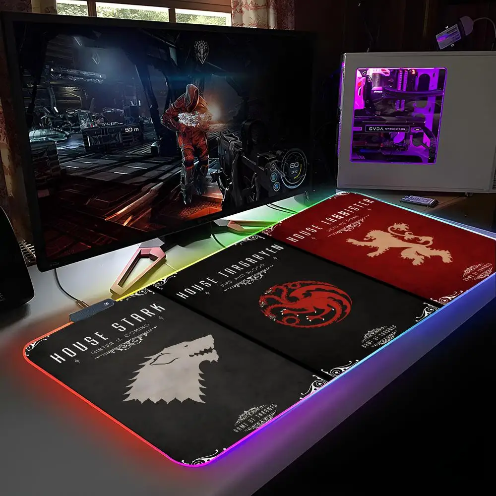 Podkładka pod mysz Gra o Tron Podświetlana RGB Podkładka pod mysz do laptopa Podkładka pod mysz dla graczy Akcesoria do komputera i biurka