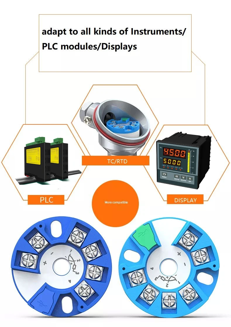 Smart 4-20mA Temperature Transmitter with RTD PT100 & Thermocouple Head for Loggers and Pressure Thermometers 4-20mA One