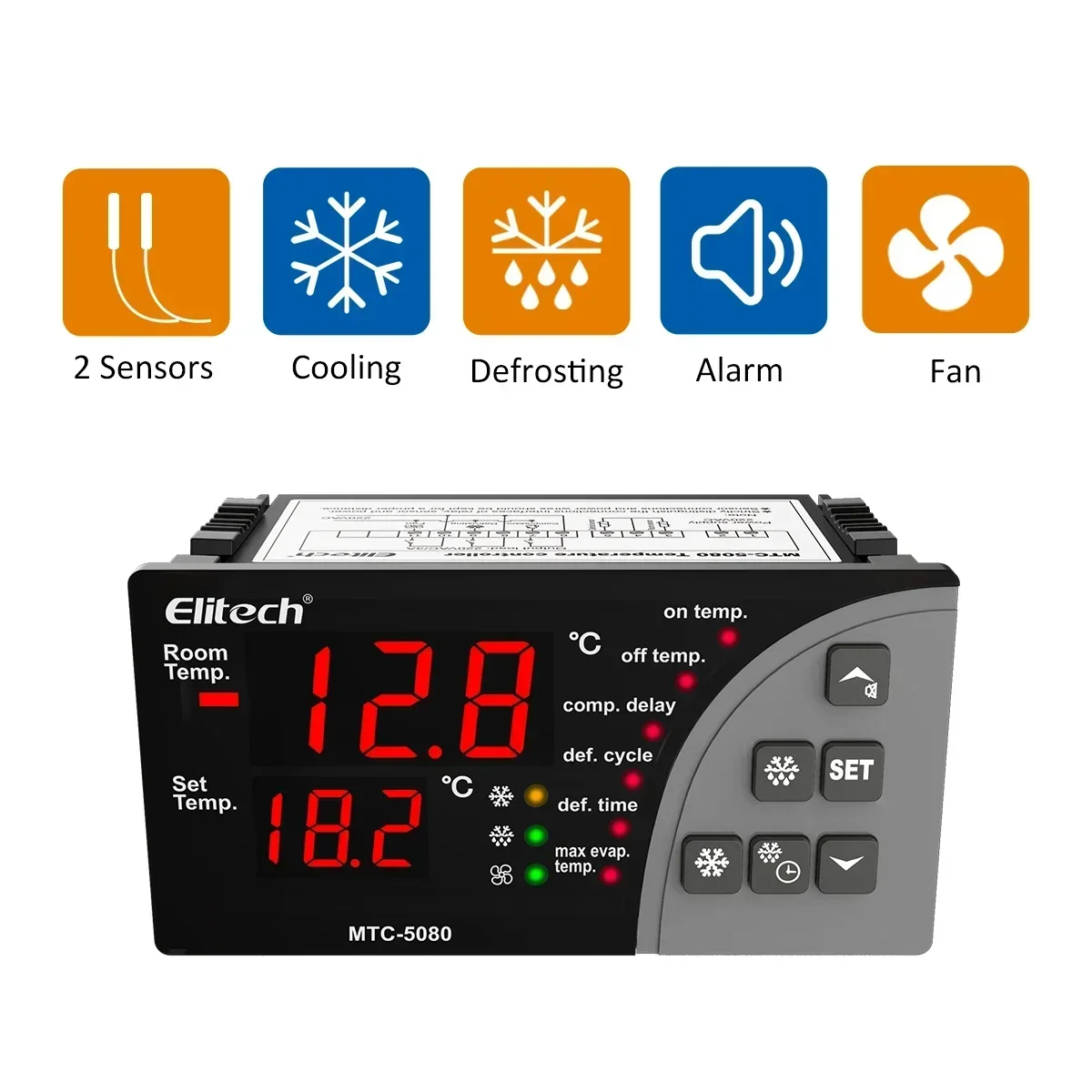 MTC-5080 Digital Temperature Controller Universal Thermostat Cold room Refrigerator Cooling Defrost Fan 110V  220V