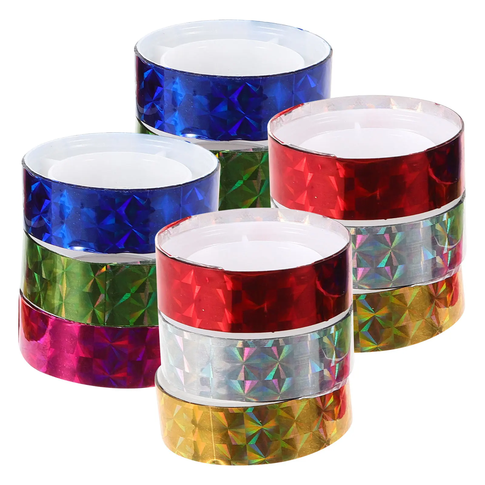 

12 Rolls Laser Square Scrapbook Tape Colored Adhesive Material for Scrapbooking Diary Journal Accessories Planner Tape