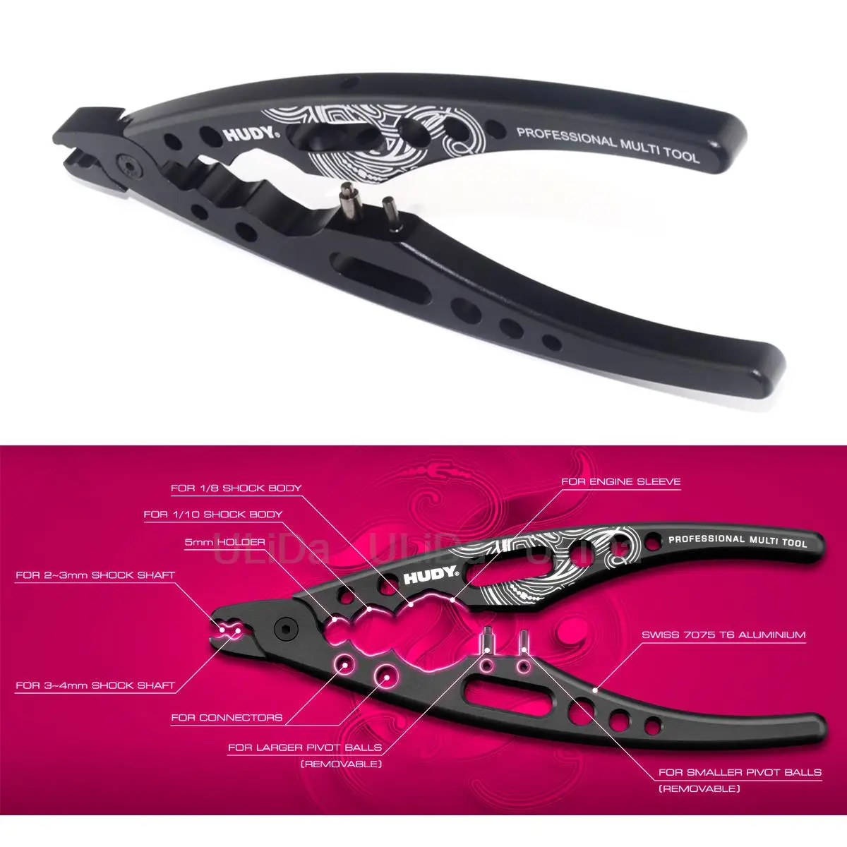 HUDY #183011 Professional Multi Tool Multifunction Shock Absorber Pliers for RC 1/8 1/10 RC Car Tools