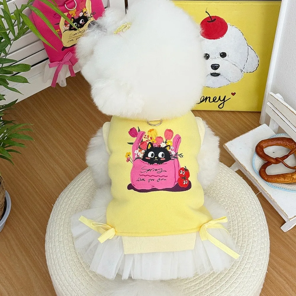 

Pet Hoodie Dopamine Dog Pullover Hoodie Warm Thick Breathable Pet Puppy Skirt Soft Cartoon Print Cat Sweatshirt Gift Clothing