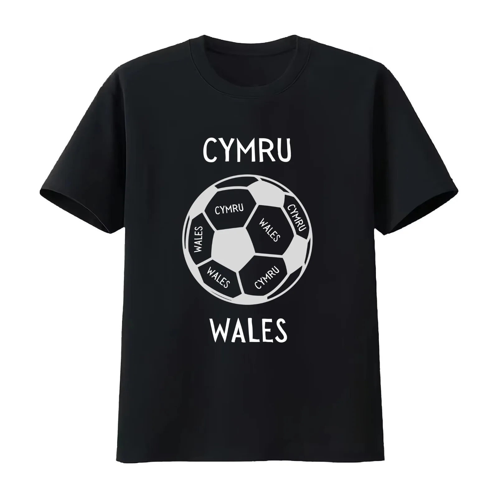 Cymru / Wales Welsh Football (white/grey) T-Shirt Summer Casual Cotton Tee Oversized Streetwear Tops Vintage Graphic Print