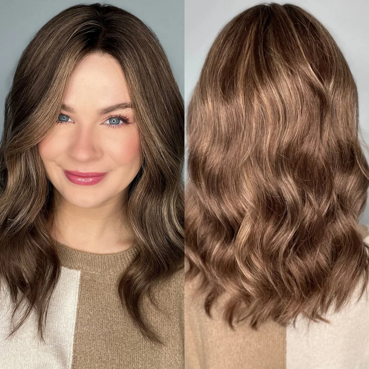 16 Inches New Style Ombre Chocolate Brown Top Sale Realistic Look Natural Hairline Synthetic Lace Frontal Wigs Customizable