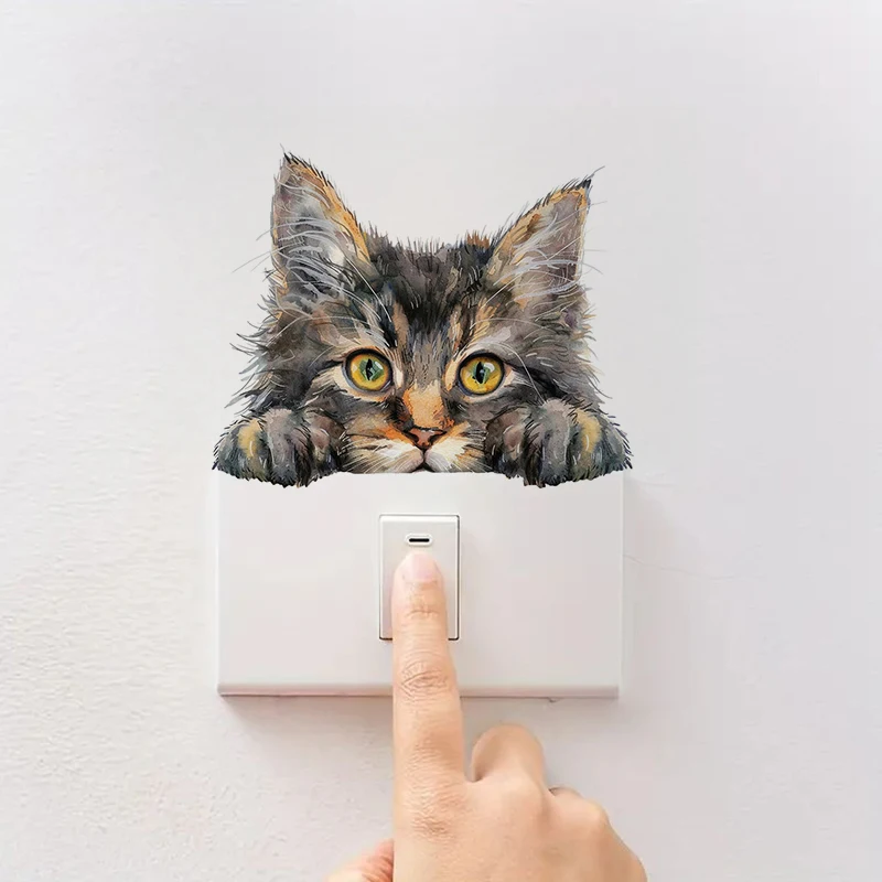1pc Cute Peeking Cats Sticker, Water-proof Home Wall Decal, Used for Wall, Bathroom, Cabinet, Door,Toilet, Car, Laptop