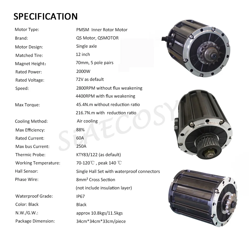 Qs Motor 2000W 120 منتصف محرك دراجة كهربائية طقم محرك مع حزام/دش/محول 72 فولت 70 كم/ساعة حالة جديدة Nd72360 Fardriver
