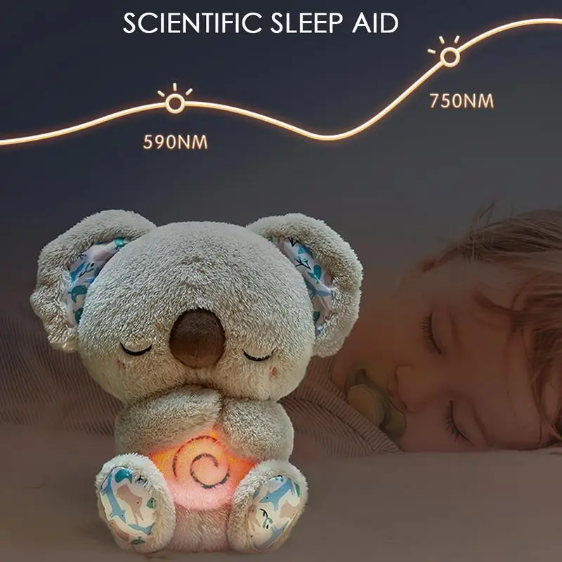 Orso che respira bambino lenitivo Koala peluche bambola giocattolo bambino bambini musica lenitiva bambino che dorme compagno suono e luce bambola giocattolo regalo
