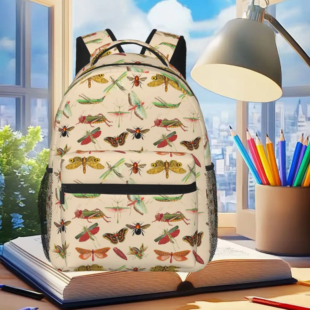 

Vintage Bugs And Insects Illustration Backpack Student Boys Girls BookBag Children School Bag Laptop Shoulder Bags for Men Women