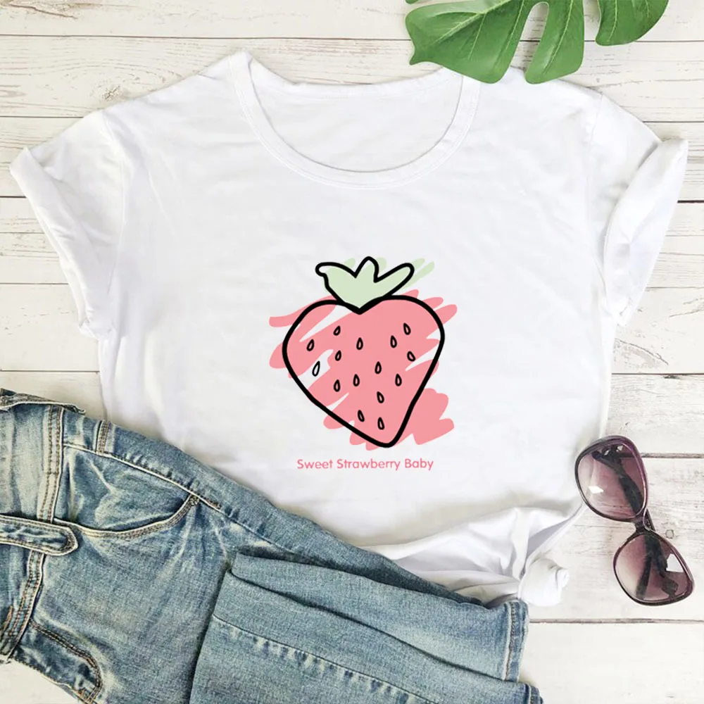 

colored Sweet Strawberry Baby tshirt kawaii women graphic fruit tee shirt