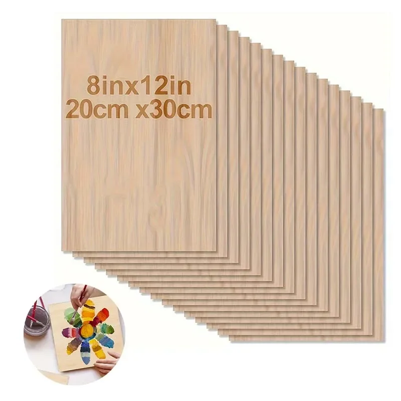 4pcs/8pcs/12pcs Wood Sheets For Crafts -12x8in/20*30cm - 2mm Thick Plywood Sheets With Smooth Surfaces Squares Wood Boards For L