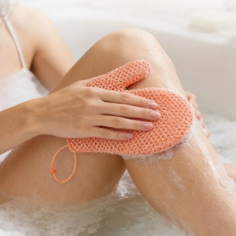 Home Shower Honeycomb Bath Exfoliating Gloves and Back Scrub Strap Soft Comfortable Body Massage Dead Skin Removing Tool