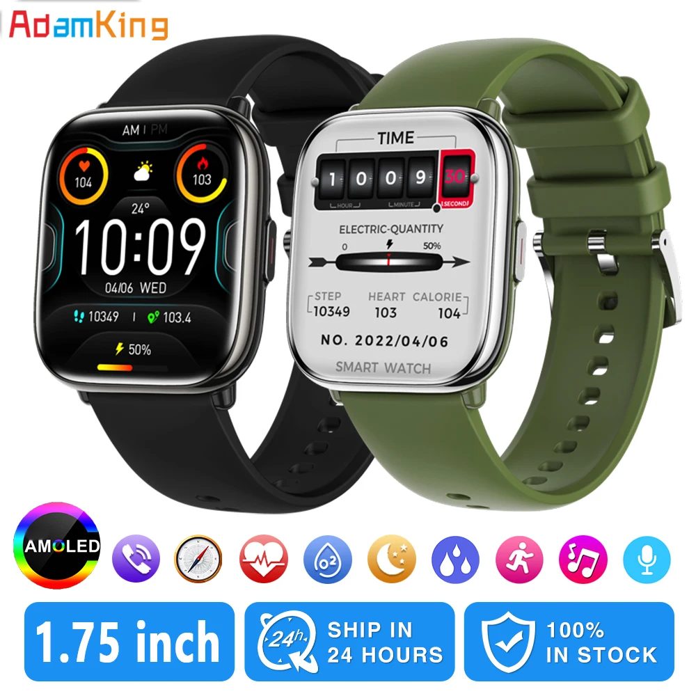 

AMOLED Screen Smartwatch Women Blue Tooth Call Smart Watch Men Heart Rate Sports DIY Dial Waterproof Health Monitor Code Locks