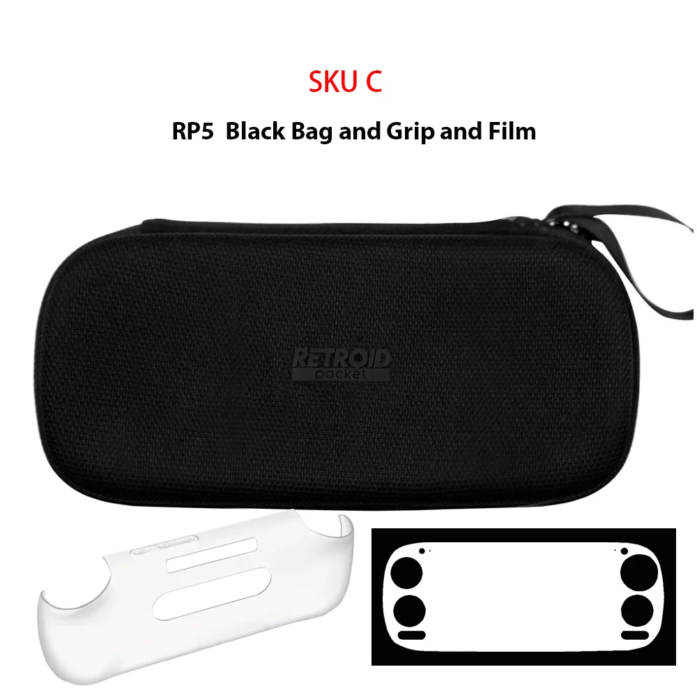 حقيبة سوداء من Retroid Pocket 5 وحدة تحكم ألعاب محمولة حقيبة حمل شاشة فيلم قبضة شفافة من RP5