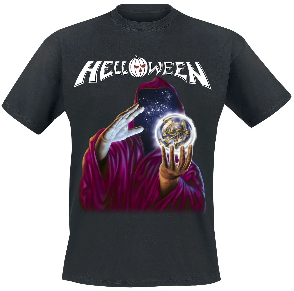 Helloween Seven Keys Tour '87 Tee, Power Metal T-Shirt with Wizard Crystal Ball & Tour Dates Print, Band Fan Merch