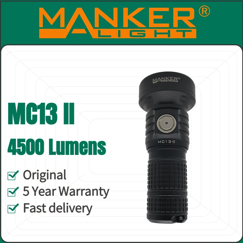 Torcia portatile ricaricabile Manker MC13 II 4500 lumen IP67 impermeabile Include 18350 batteria con coda magnetica per esterno