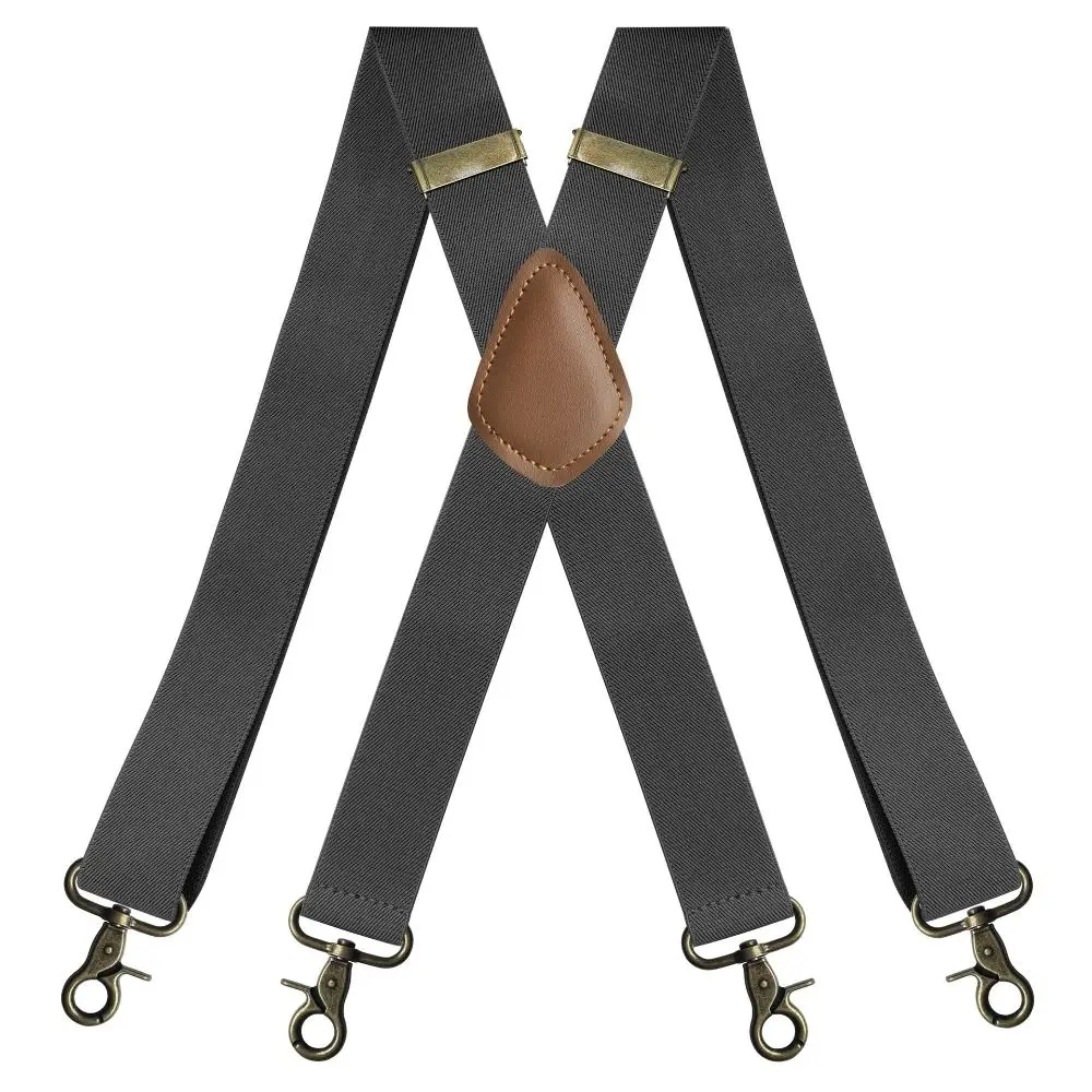 

Adjustable Vintage Suspenders X-Black 3.5cm Wide Braces Straps Wedding Party 4 Bronze Hook Clips Trouser Straps Belt