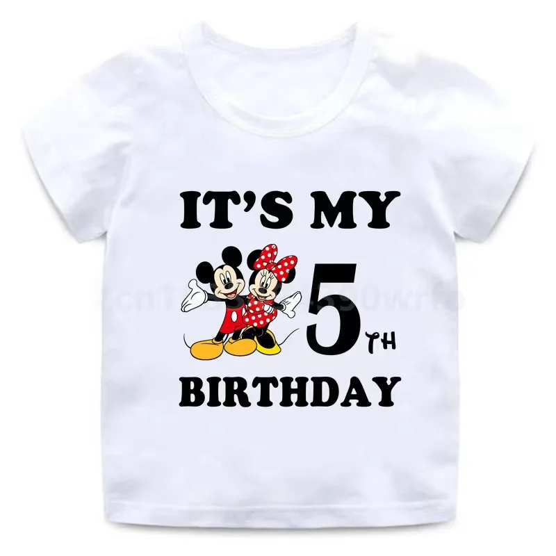 Children clothes tops minnie mouse Birthday Number  Children T-shirt Kawaii  Clothes for Girls T Shirt Anime Cartoons Casual