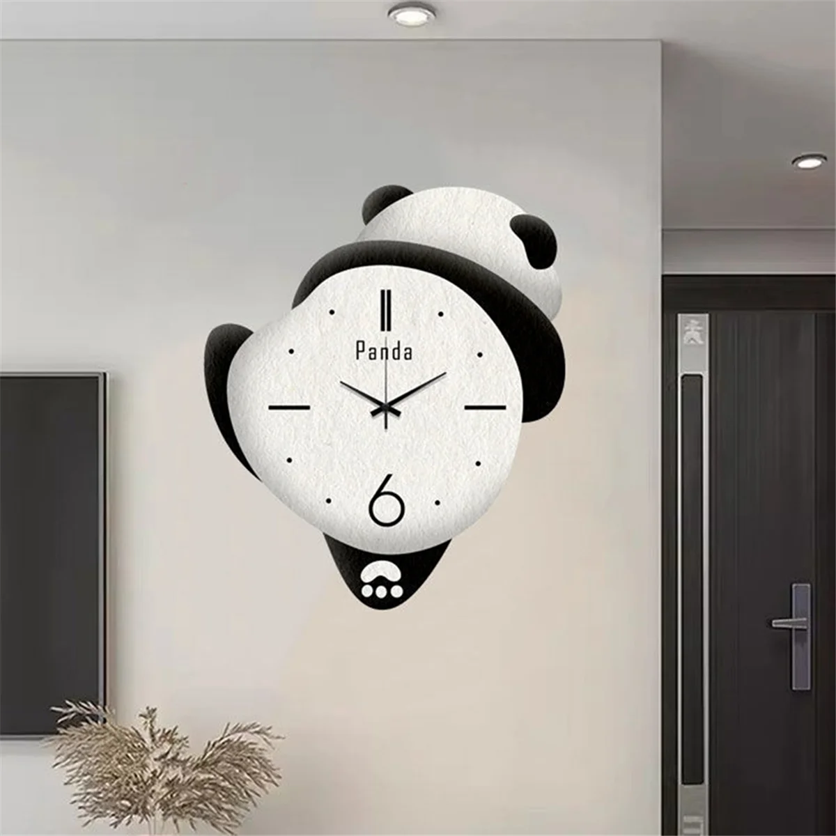 

Cute Panda Clock Home Bedroom Cartoon Clock Children'S Room Living Room Wall Clock Silent Punch-Free ST