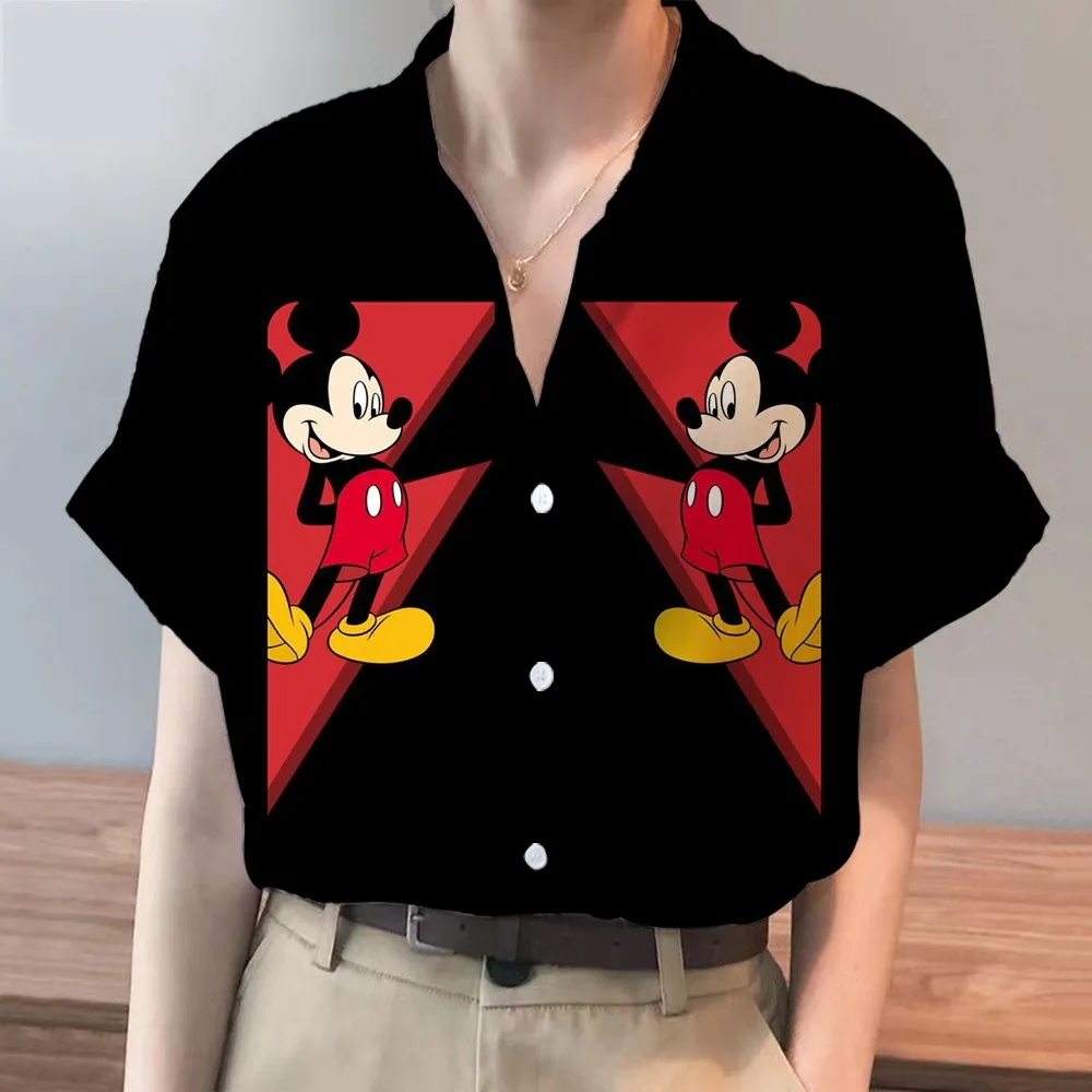 2024 Summer Ladies New Disney Brand Stitch Anime Harajuku Style Short Sleeve Shirts Fashion Casual Women\'s Kawaii Tops