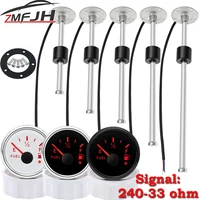 Medidor de nivel de combustible de 240-33 Ohm con Sensor de nivel de combustible medidor de nivel de combustible de 52mm con retroiluminación roja rango de indicador de aceite Sensor de 100-500mm