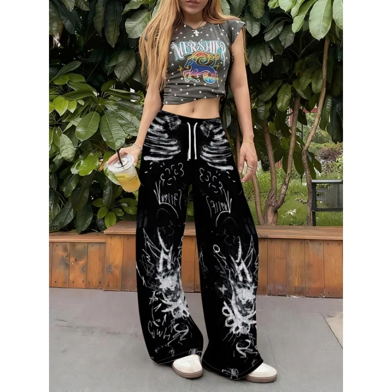 2026 Y2K Trendy Retro Casual Pants Gothic Direct Spray Printing Floor Pants Oversized Unisex Streetwear Fashion Women Men Pants