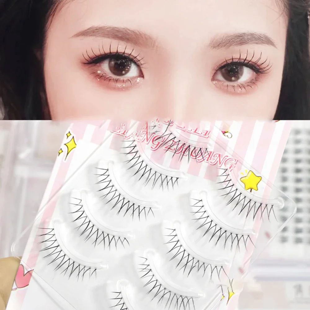 

False Eyelashes Lash Extension Reusable U-shaped Natural Fake Lashes Make Up Transparent Stem Korean Eye Makeup Cosmetic 5 Pairs