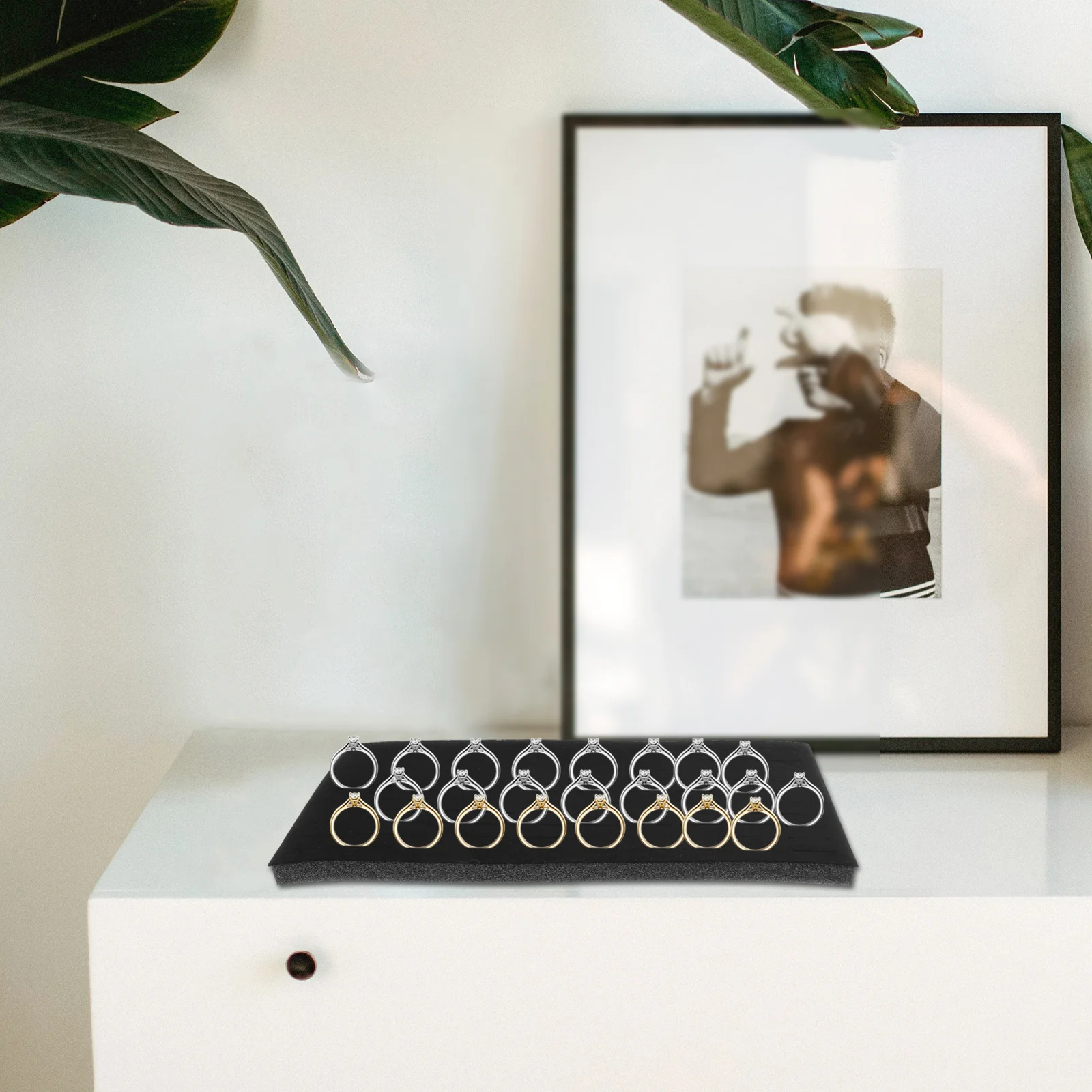 

ULTECHNOVO Earring Storage Tray Velvet Cloth with Foam Insert Jewelry Display Organizer Black