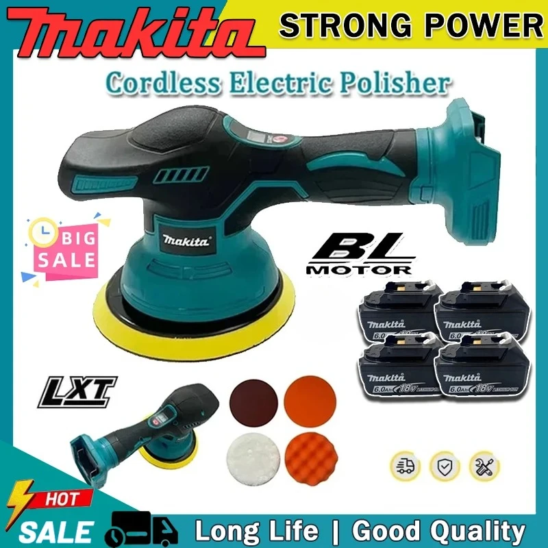 

Беспроводная электрическая полировальная машина Makita 18В с 8 скоростями и цифровым дисплеем для авто, для полировки и вощения автомобиля