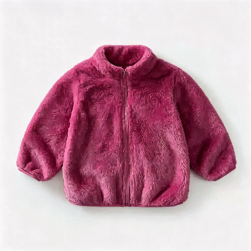 Children's Clothing Autumn And Winter Plush Coat Boys And Girls Baby Warm Clothes Base Wear Thin Velevt Double-side Outerwear