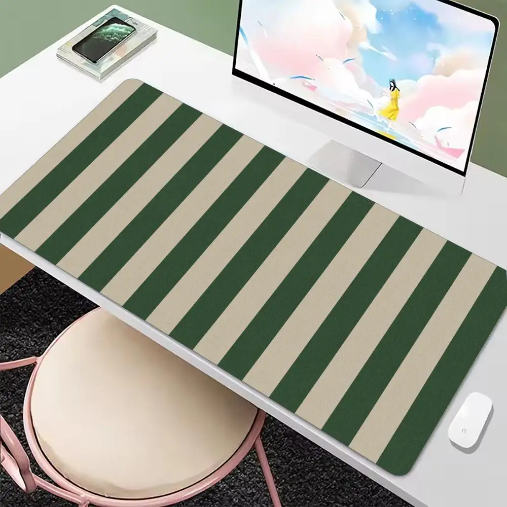 Classic Striped Color Block Large Mouse Pad Non-Slip Rubber Stitched Edges For Gaming Setup And Desktop Decoration