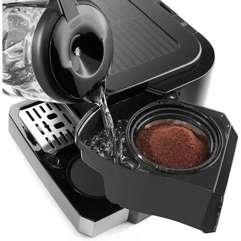 De'longhi เครื่องชงกาแฟ & เครื่องชงกาแฟรวมแบบออลอินวัน + teko Kopi kaca 10ถ้วยสีดำ COM532M