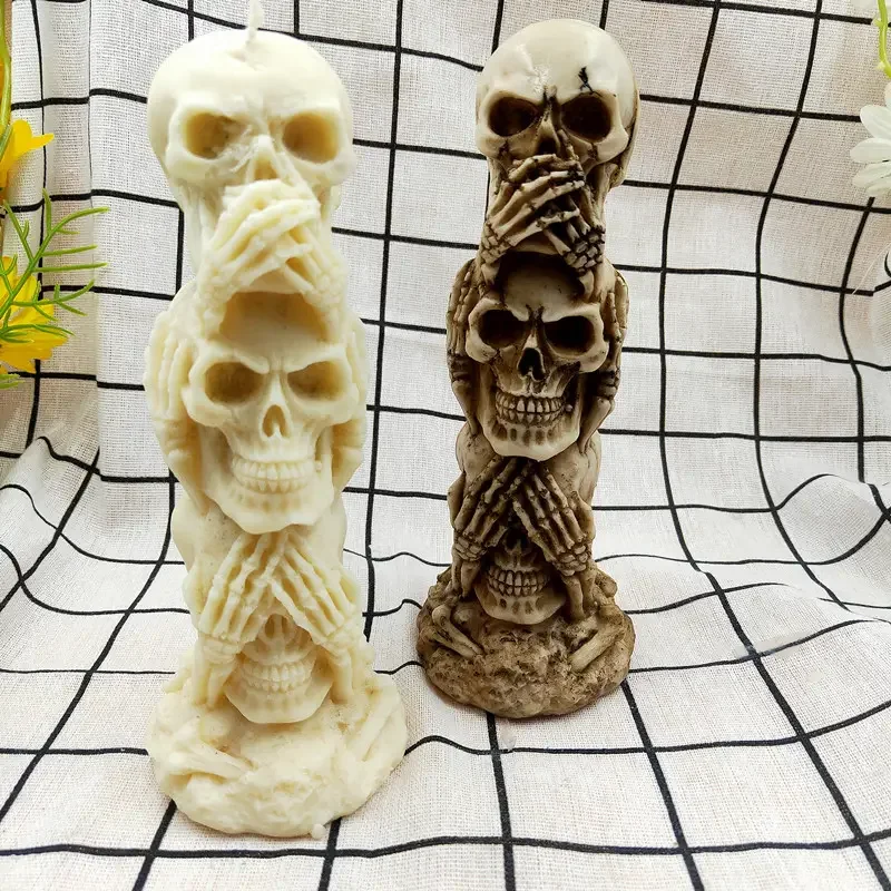 Neues Design 3D Totenkopf-Kürbis Silikon-Kerzenform DIY Halloween-Basteleien Dekorative Gips- und Harzherstellung Ideal für Geschenkideen