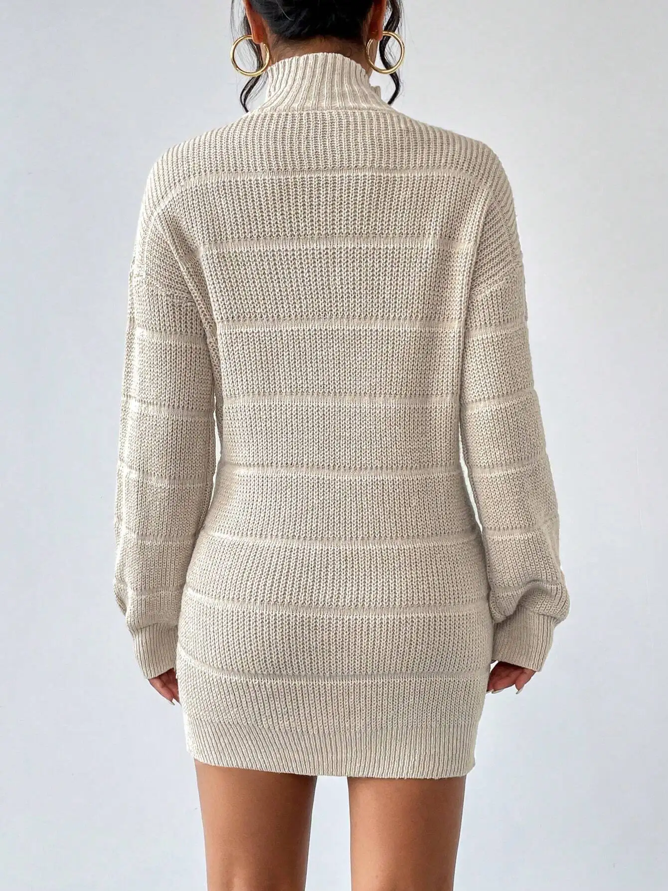 RosyDaze Damska swetrowa sukienka z golfem, o obniżonym ramieniu i długim rękawie, dzianinowa, jesień/zima