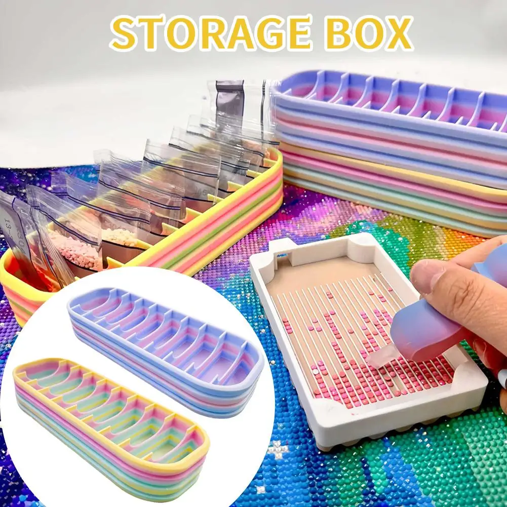 

10 Grids Diamond Packets Storage Box Jewelry Bead Storage Box With Color-Coded Ziplock Bags Painting Tools Accessories 7 Colors