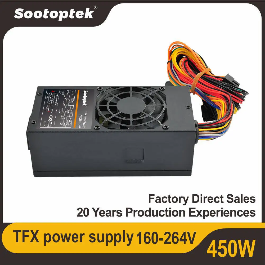 Fuente de alimentación para PC TFX 450W de amplio voltaje 160-264V 80PLUS ventilador de conmutación silenciosa con certificación de bronce de 8CM Compatible con carcasa TFX