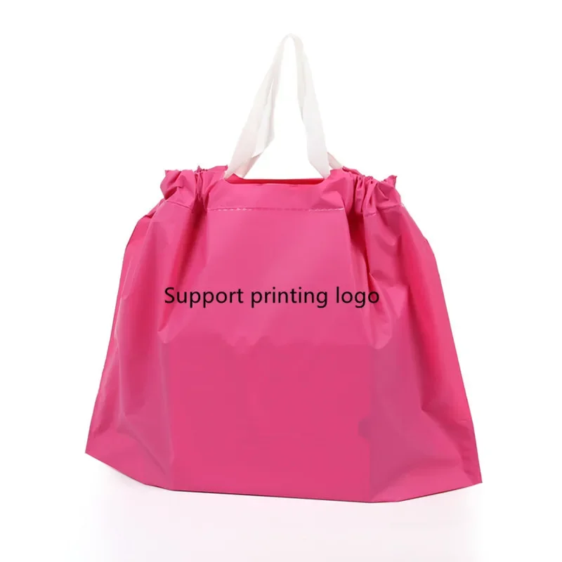 Support printing Bunched plastic portable shopping bags,Boutique Clothes Gift Packaging Pouches big size Package Handle Bags