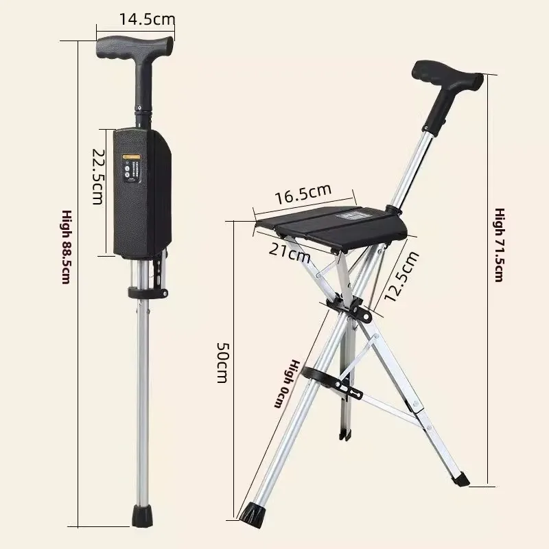 

Ultra-Light Aluminum Alloy Electric Crutch Stool Portable Folding Multifunctional Non-Slip Belt for Elderly Cane Chair