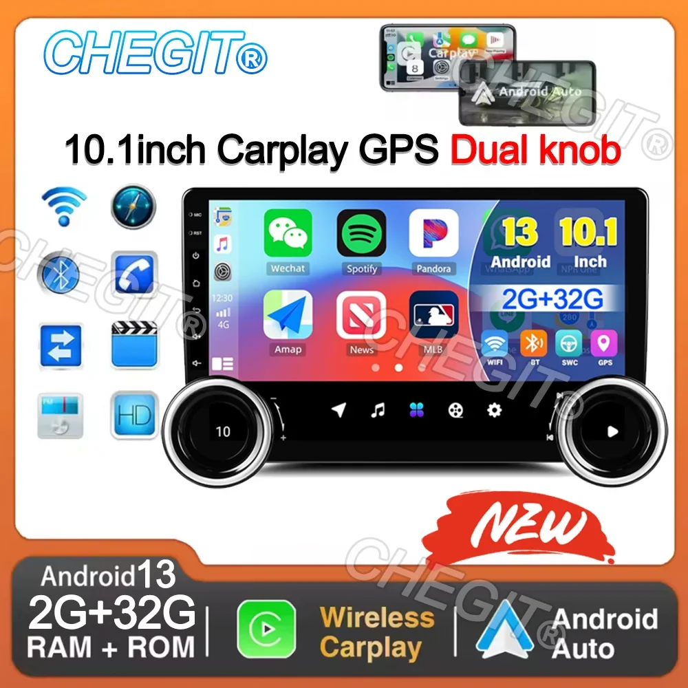 

10.1 inch Universal android13 Car Radio Dual twist Android Auto CarPlay 2din Multimedia Player GPS BT car Intelligent Systems
