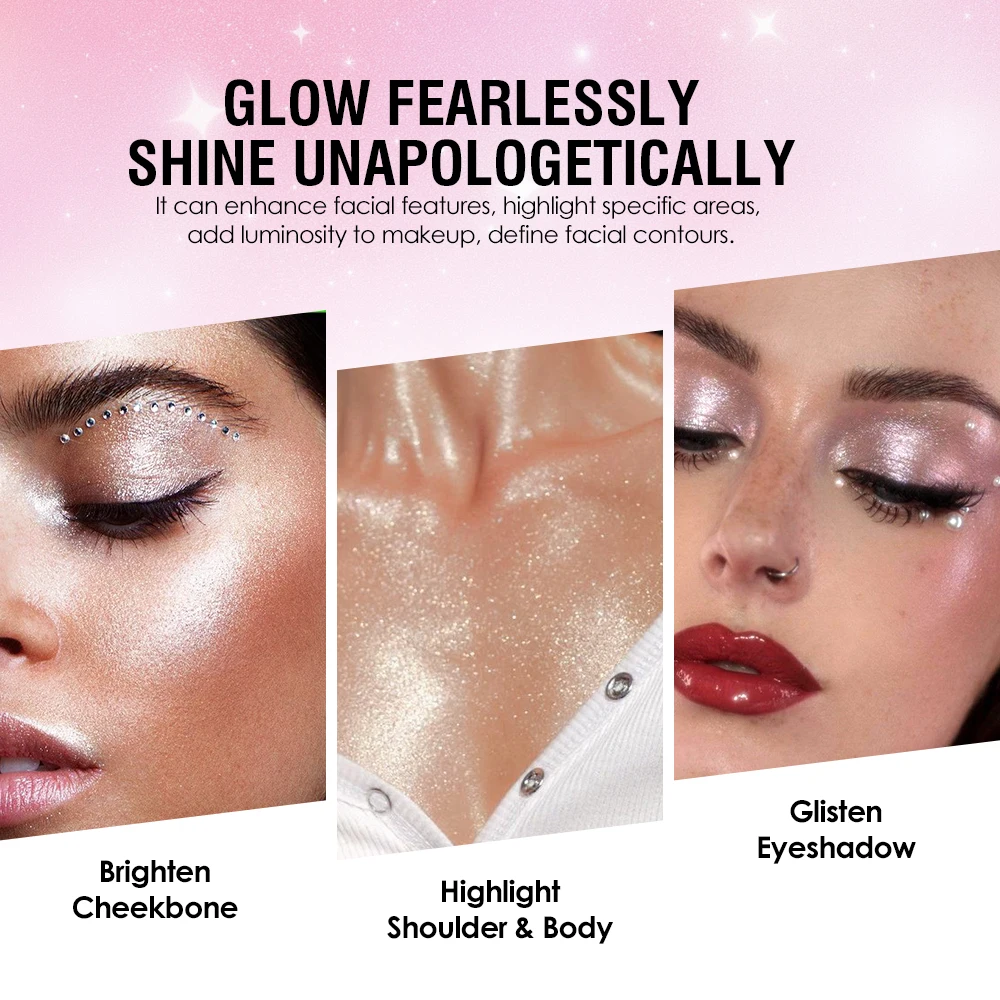 All-in-one 8 cores destaques paleta de maquiagem multicolorido sombra de olho disco roxo arco-íris glitter destaques maquiagem cromo olho mak