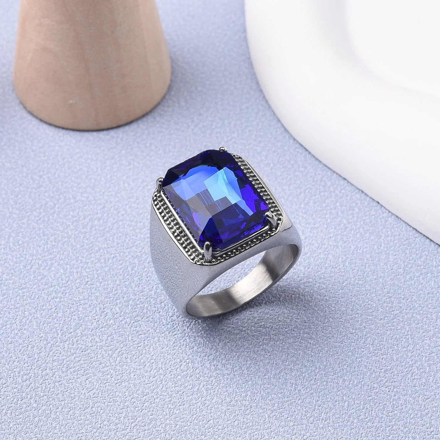 Men\'s/Women Multi-Gemstone Style High Quality Luxury Stainless Steel Ring Classic Trend Jewelry