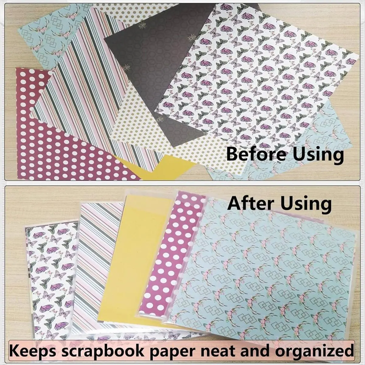 MALL 20pcs Transparent Scrapbook Organizer Envelopes Storage Pockets Sleeves for Storing 12x12inch with 60 Pcs Label Stickers
