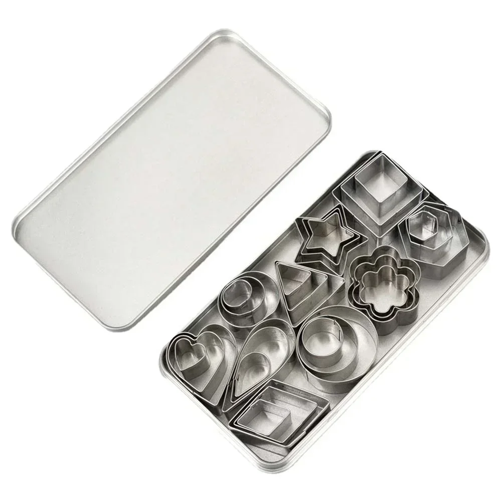 30Pcs/box Stainless Steel Sugar Biscuit Press Stamp Embosser Cookie Cutter DIY Fondant Cake Mold Pastry Decor Baking Tools