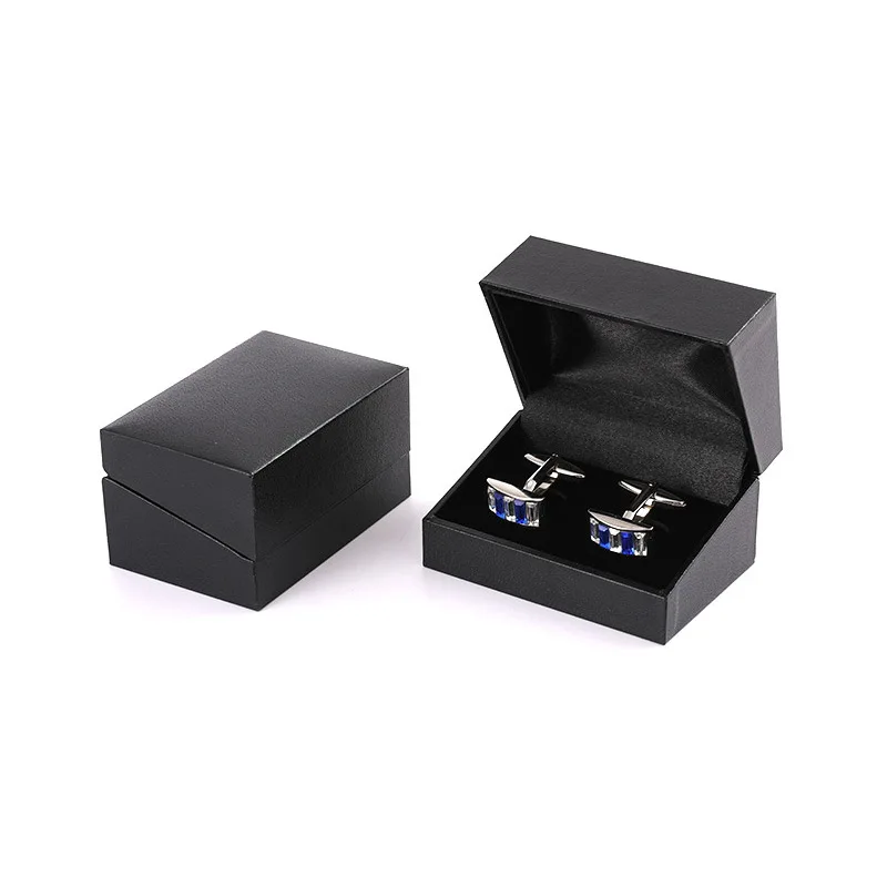 Luxe Zwarte Vierkante Sieraden Manchetknopen Tie Clip Doos Bruiloft Broches Dozen Gift Container Case Voor Sieraden Verpakking Groothandel